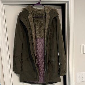 Aeropostale Women's Utility Jacket with Faux Fur